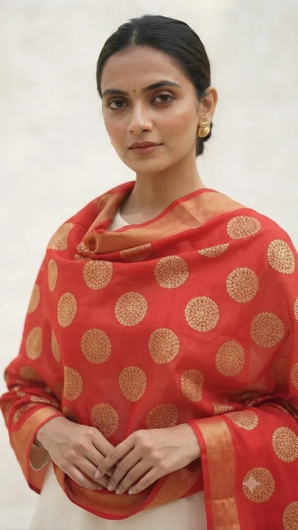 Red_Banarasi_Organza_Hand-Woven_Zari_Work_Dupatta_for_Women_|_Lightweight_Traditional_Ethnic_Dupatta
