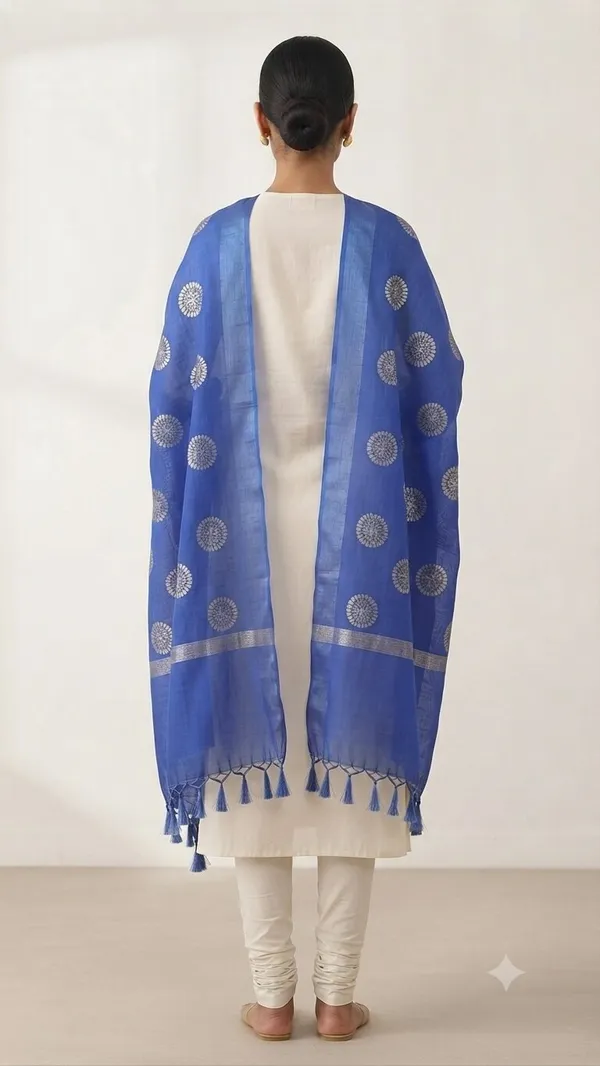 Royal_Blue_Banarasi_Organza_Hand-Woven_Zari_Work_Dupatta_for_Women_|_Lightweight_Traditional_Ethnic_Dupatta