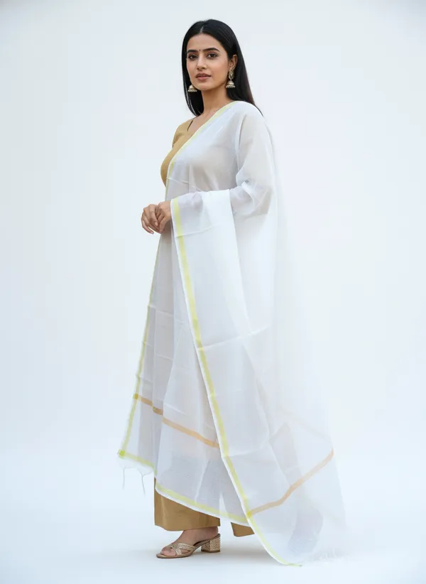 White_Banarasi_Plain_Dupatta_with_Zari_Border_for_Women_|_Lightweight_Traditional_Ethnic_Dupatta