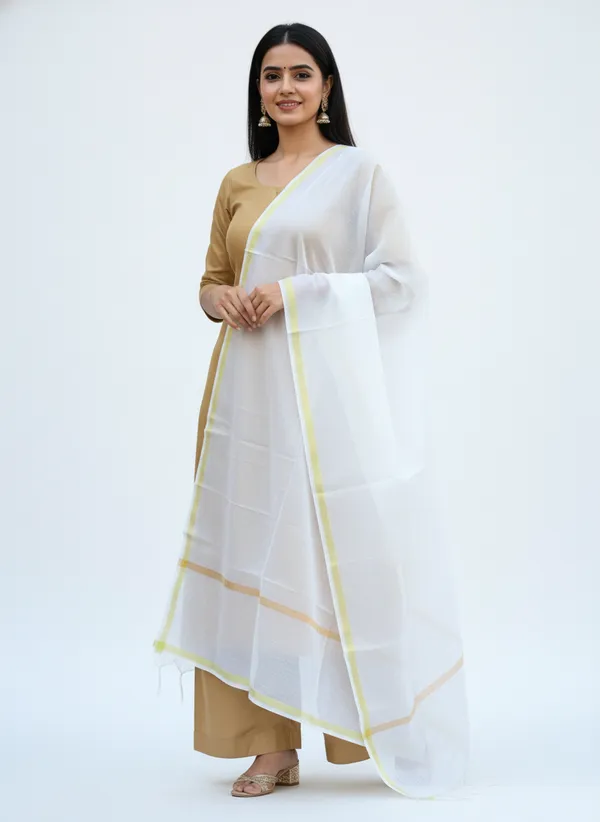 White_Banarasi_Plain_Dupatta_with_Zari_Border_for_Women_|_Lightweight_Traditional_Ethnic_Dupatta