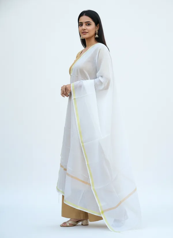 White_Banarasi_Plain_Dupatta_with_Zari_Border_for_Women_|_Lightweight_Traditional_Ethnic_Dupatta