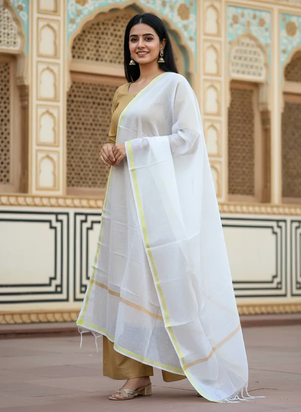White_Banarasi_Plain_Dupatta_with_Zari_Border_for_Women_|_Lightweight_Traditional_Ethnic_Dupatta