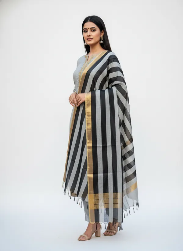 Grey_Banarasi_Cotton_Silk_Plain_Zari_Border_Unstitched_Suit_Set_with_Dupatta_|_Womens_Festive_Ethnic_Wear