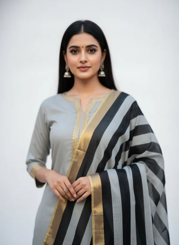 Grey_Banarasi_Cotton_Silk_Plain_Zari_Border_Unstitched_Suit_Set_with_Dupatta_|_Womens_Festive_Ethnic_Wear