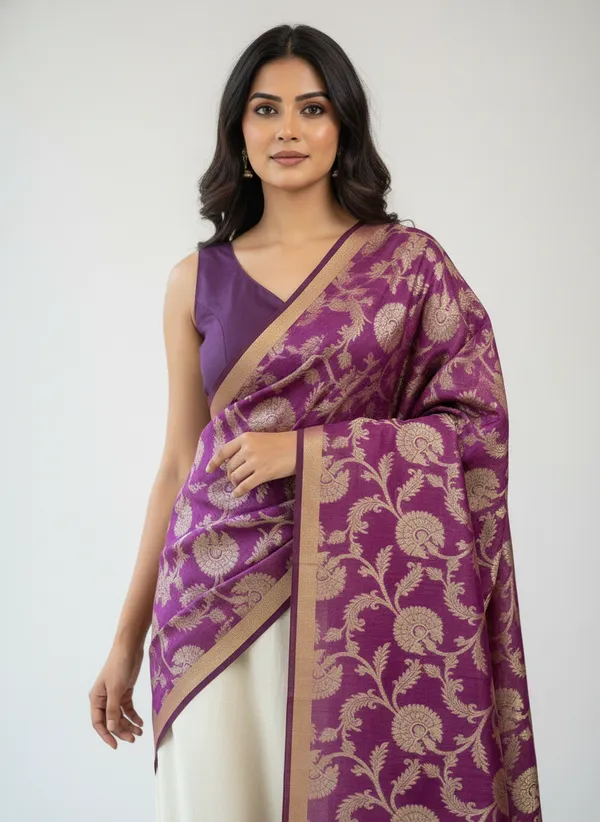 Purple_Banarasi_Cotton_Zari_Weaved_Dupatta
