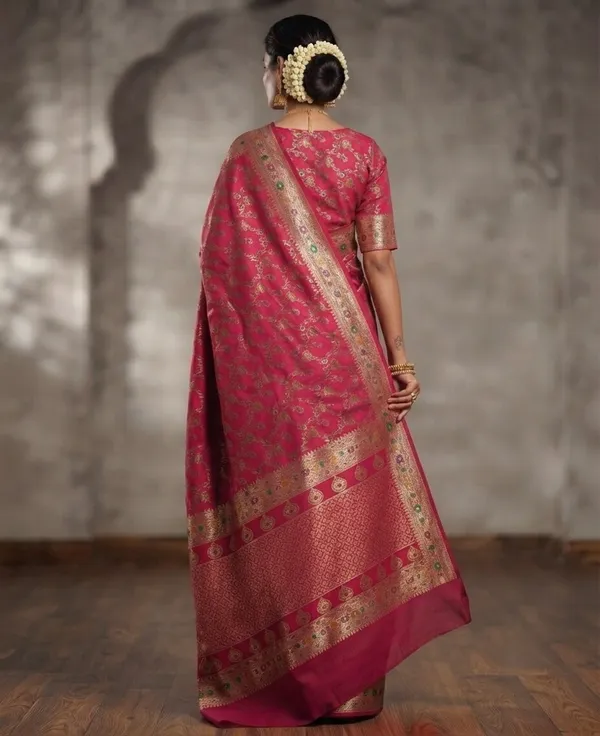Rani_Pink_Banarasi_Meena_Work_Silk_Saree_with_Heavy_Aachal