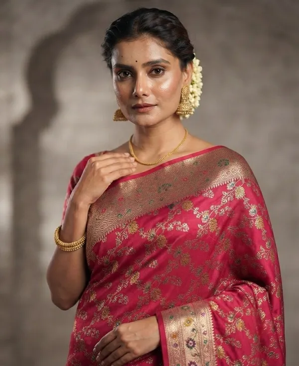 Rani_Pink_Banarasi_Meena_Work_Silk_Saree_with_Heavy_Aachal