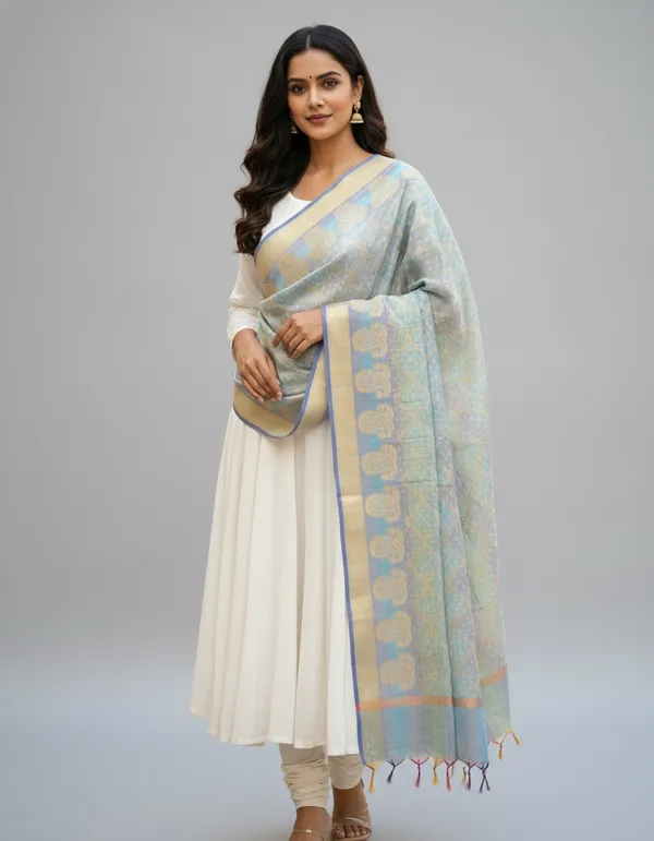 Multicolor_Banarasi_Cotton_Zari_Weaved_Dupatta