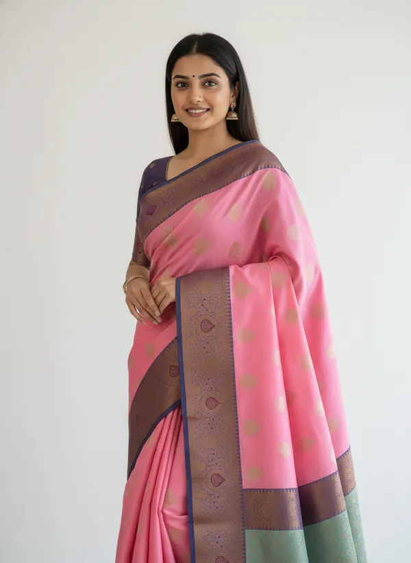 Light_Pink_Banarasi_Silk_Saree_with_Contrast_Aachal