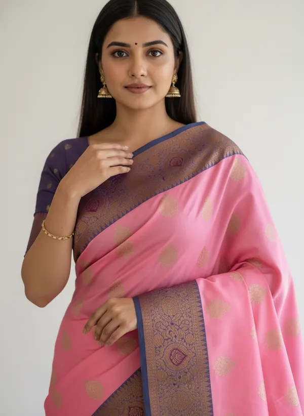 Light_Pink_Banarasi_Silk_Saree_with_Contrast_Aachal