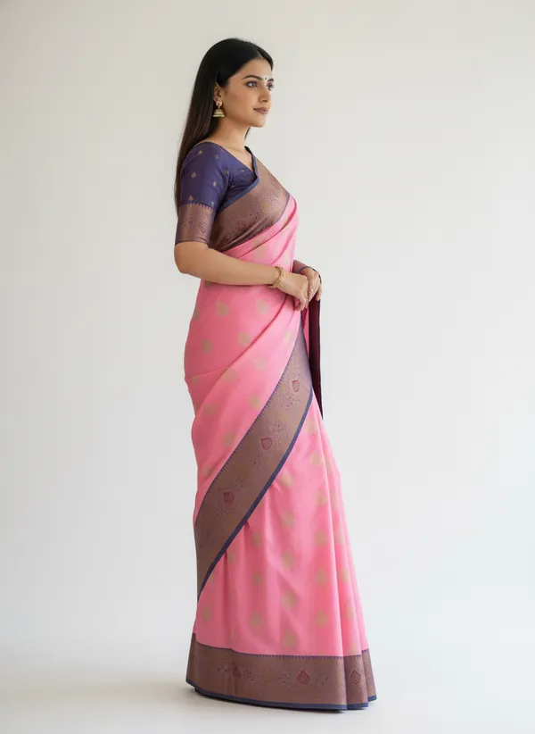 Light_Pink_Banarasi_Silk_Saree_with_Contrast_Aachal