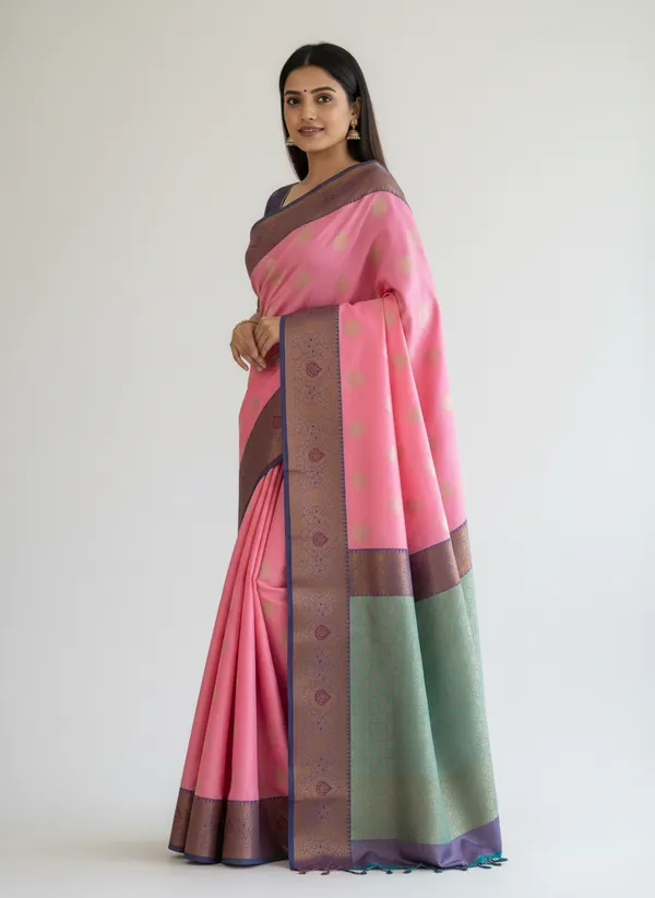 Light_Pink_Banarasi_Silk_Saree_with_Contrast_Aachal
