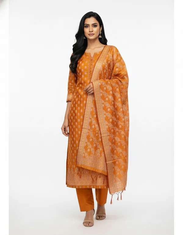 Musturd_Banarasi_Unstitched_Suit_Fabric_|_Cotton_Silk_Dress_Material_with_Zari_Weaving
