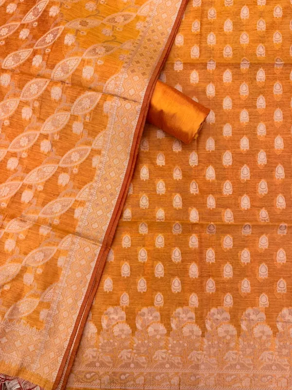 Musturd_Banarasi_Unstitched_Suit_Fabric_|_Cotton_Silk_Dress_Material_with_Zari_Weaving