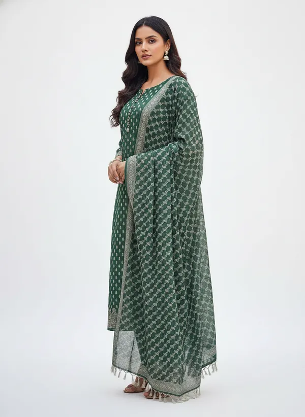 Green_Banarasi_Unstitched_Suit_Fabric_|_Cotton_Silk_Dress_Material_with_Zari_Weaving