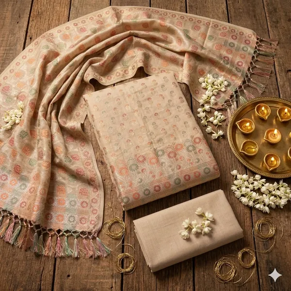 Beige_Unstitched_Suit_Fabric_|_Cotton_Silk_Dress_Material_with_Thread_Weaving