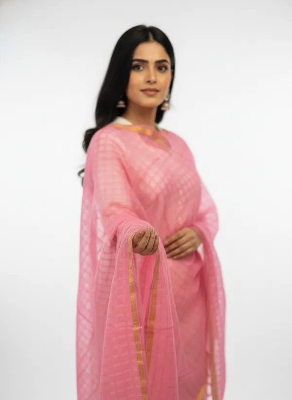 Light_Pink_Banarasi_Bada_Check_/_Self-Color_Checkered_Dupatta_For_Women