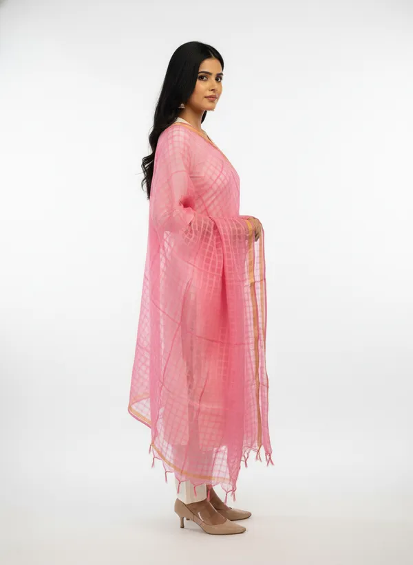 Light_Pink_Banarasi_Bada_Check_/_Self-Color_Checkered_Dupatta_For_Women