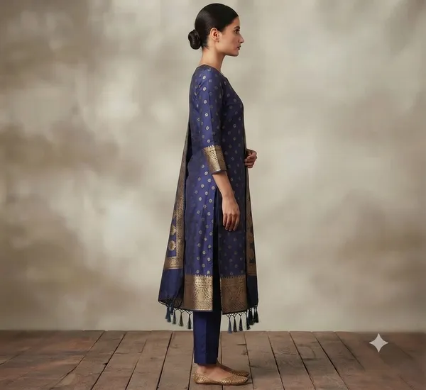 Navy_Blue_Banarasi_Cotton_Silk_Unstitched_Suit_With_Dupatta_For_Women