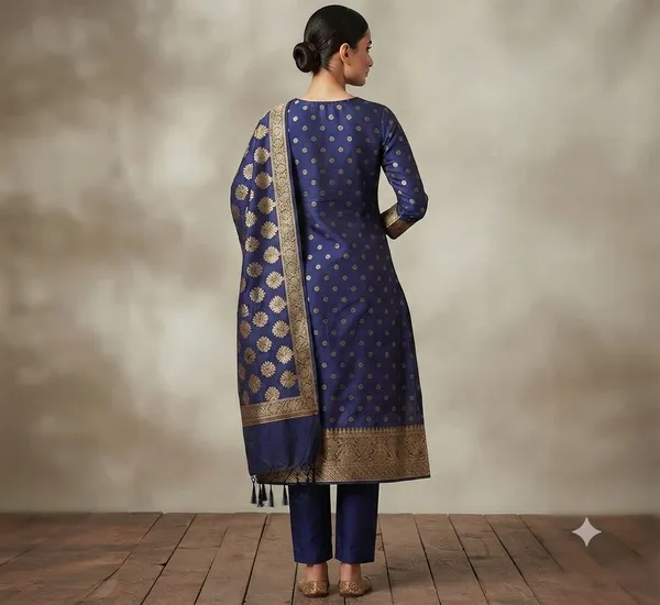 Navy_Blue_Banarasi_Cotton_Silk_Unstitched_Suit_With_Dupatta_For_Women