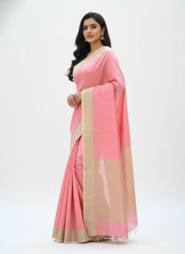 Light_Pink_Womens_Banarasi_Cotton_Silk_Self_Work_Saree_|_Contrast_Aanchal