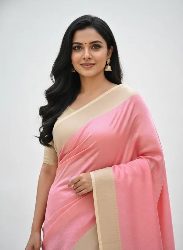 Light_Pink_Womens_Banarasi_Cotton_Silk_Self_Work_Saree_|_Contrast_Aanchal