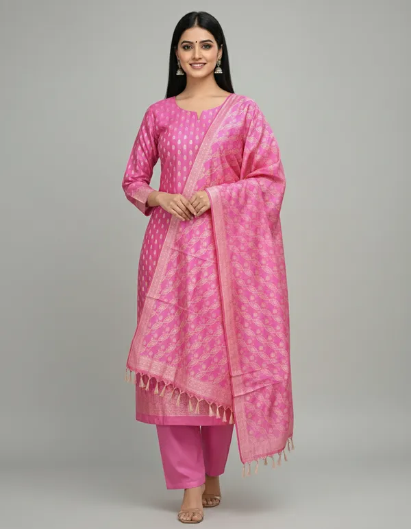 Light_Pink_Banarasi_Unstitched_Suit_Fabric_|_Cotton_Silk_Dress_Material_with_Zari_Weaving