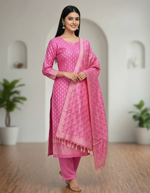 Light_Pink_Banarasi_Unstitched_Suit_Fabric_|_Cotton_Silk_Dress_Material_with_Zari_Weaving