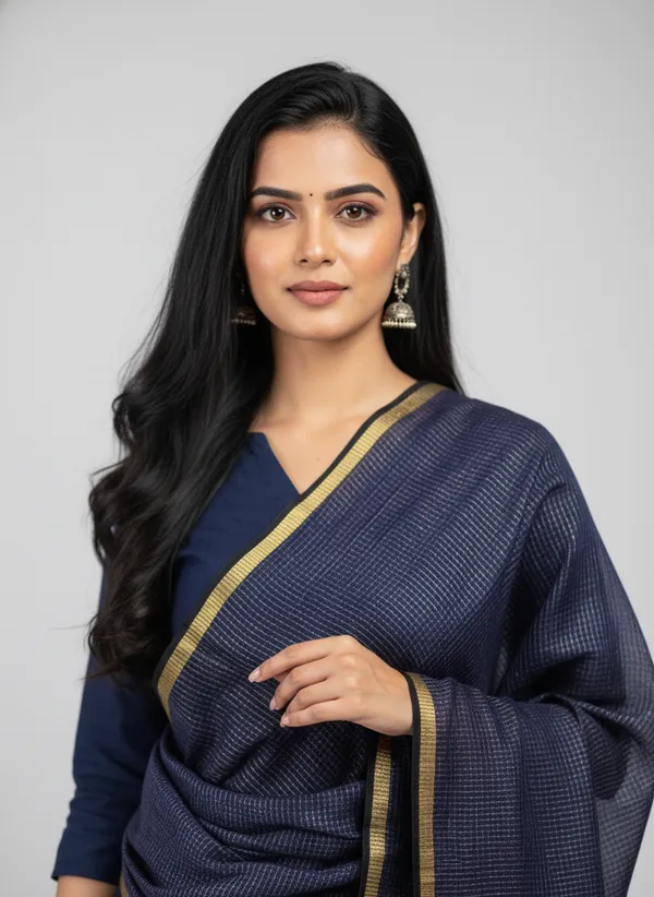 Navy_Banarasi_Moonga_Check_Dupatta_For_Women