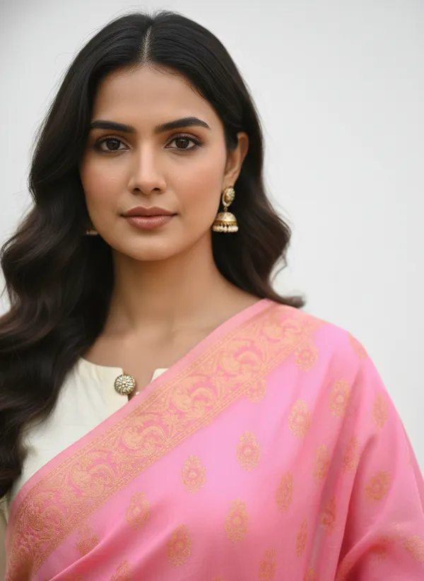 Light_Pink_Banarasi_Cotton_Zari_Weaved_Dupatta_With_Meenakari_Work