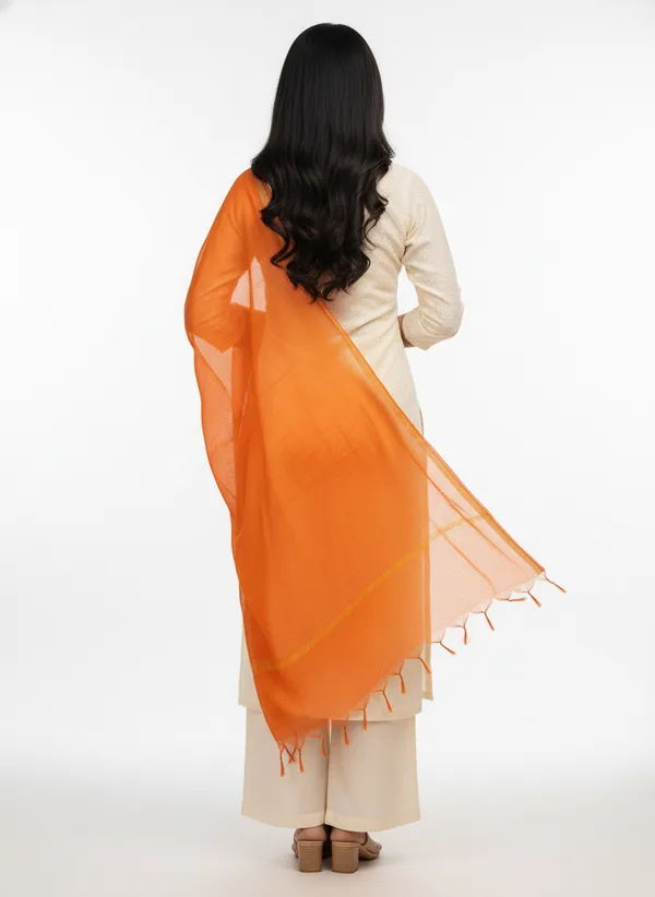 Orange_Banarasi_Moonga_Check_Dupatta_For_Women