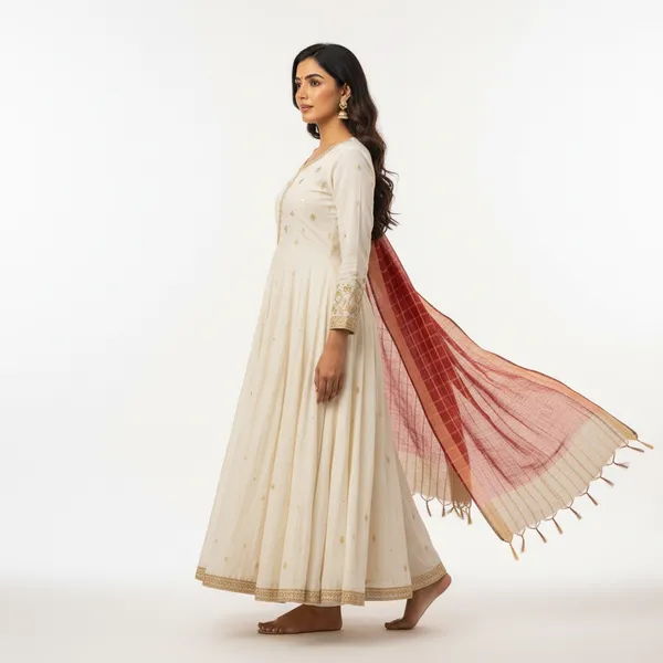 Maroon_Banarasi_Thread_Work_Checkered_Dupatta_For_Women