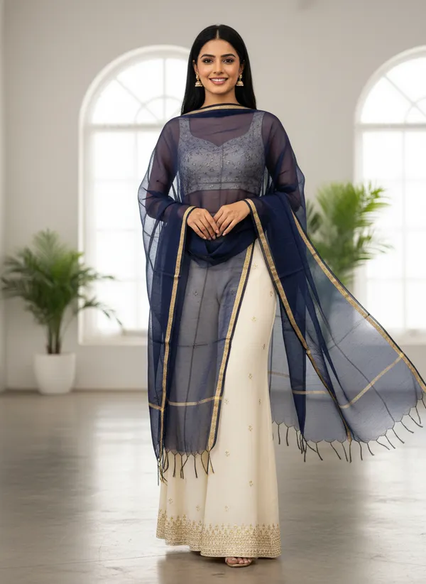 Navy_Blue_Banarasi_Plain_Dupatta_with_Zari_Border_for_Women_|_Lightweight_Traditional_Ethnic_Dupatta
