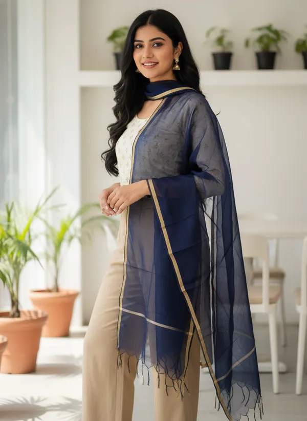 Navy_Blue_Banarasi_Plain_Dupatta_with_Zari_Border_for_Women_|_Lightweight_Traditional_Ethnic_Dupatta