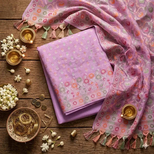 Light_Purple_Unstitched_Suit_Fabric_|_Cotton_Silk_Dress_Material_with_Thread_Weaving