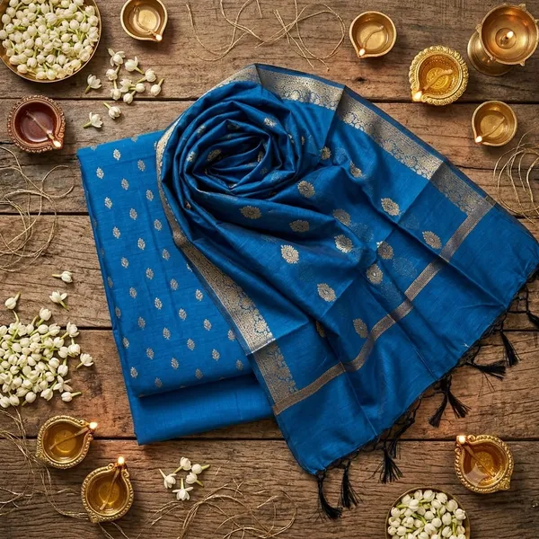Peacock_Blue_Unstitched_Suit_Fabric_|_Cotton_Silk_Dress_Material_with_Zari_Weaving