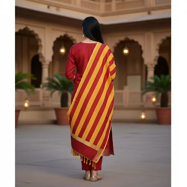 Maroon_Banarasi_Cotton_Silk_Plain_Zari_Border_Unstitched_Suit_Set_with_Dupatta_|_Womens_Festive_Ethnic_Wear
