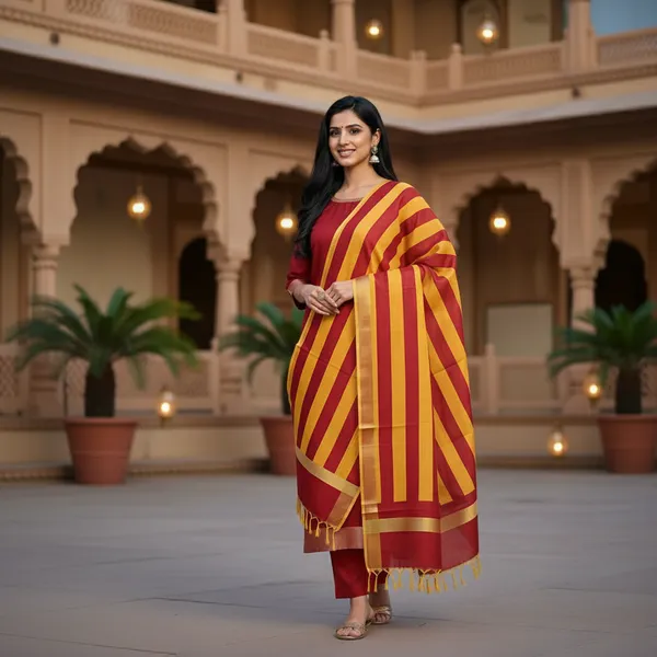 Maroon_Banarasi_Cotton_Silk_Plain_Zari_Border_Unstitched_Suit_Set_with_Dupatta_|_Womens_Festive_Ethnic_Wear