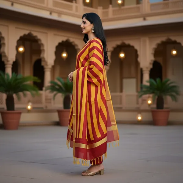 Maroon_Banarasi_Cotton_Silk_Plain_Zari_Border_Unstitched_Suit_Set_with_Dupatta_|_Womens_Festive_Ethnic_Wear