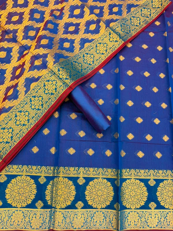Blue_Banarasi_Women's_Unstitched_Suit_Material_With_Dupatta_For_Women