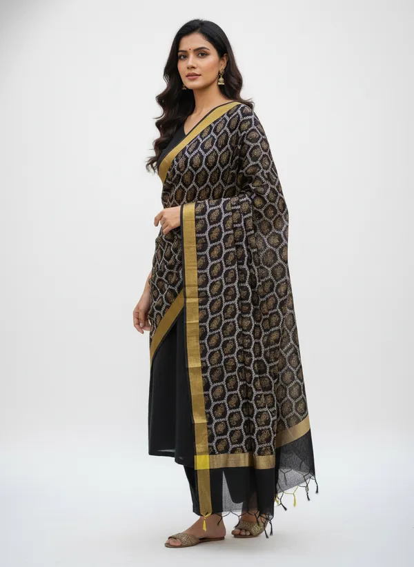 Black_Banarasi_Cotton_Printed_Dupatta