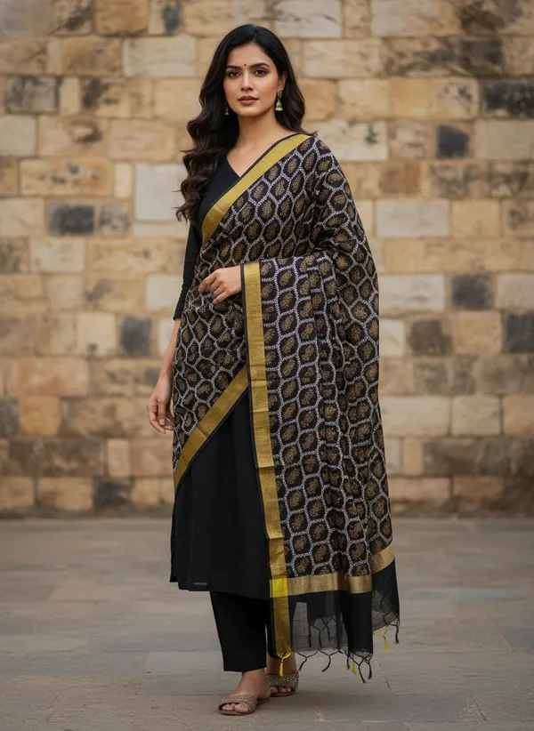 Black_Banarasi_Cotton_Printed_Dupatta