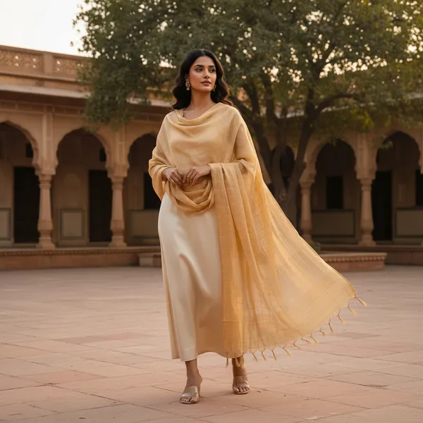 Beige_Banarasi_Thread_Work_Checkered_Dupatta_For_Women