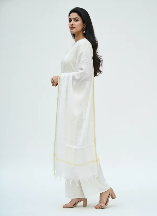 White_Banarasi_Moonga_Check_Dupatta_For_Women