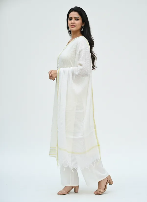 White_Banarasi_Moonga_Check_Dupatta_For_Women