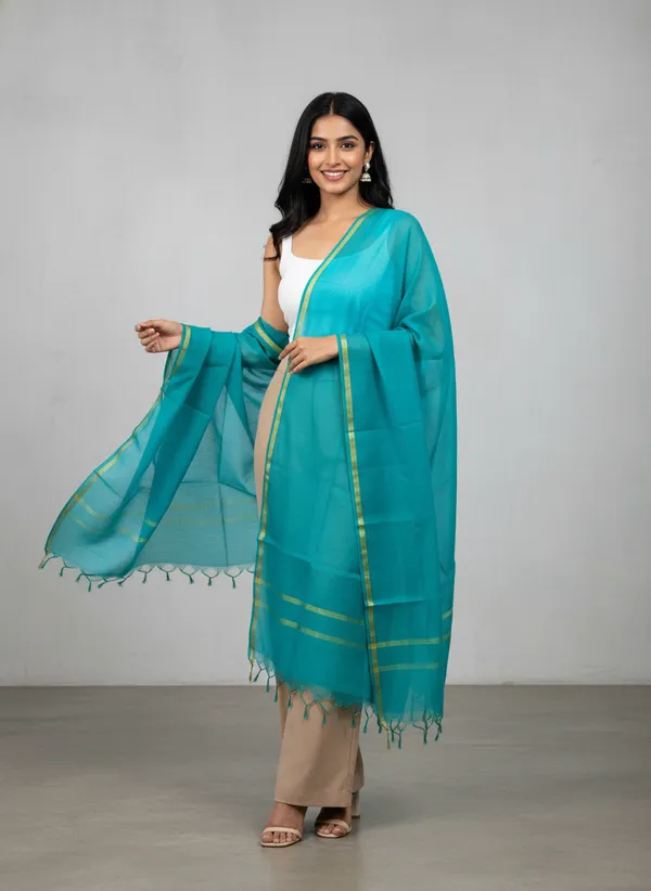 Sea_Green_Banarasi_Plain_Dupatta_with_Zari_Border_for_Women_|_Lightweight_Traditional_Ethnic_Dupatta
