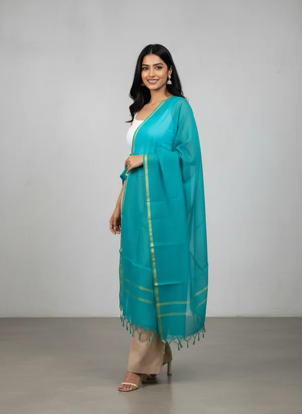 Sea_Green_Banarasi_Plain_Dupatta_with_Zari_Border_for_Women_|_Lightweight_Traditional_Ethnic_Dupatta