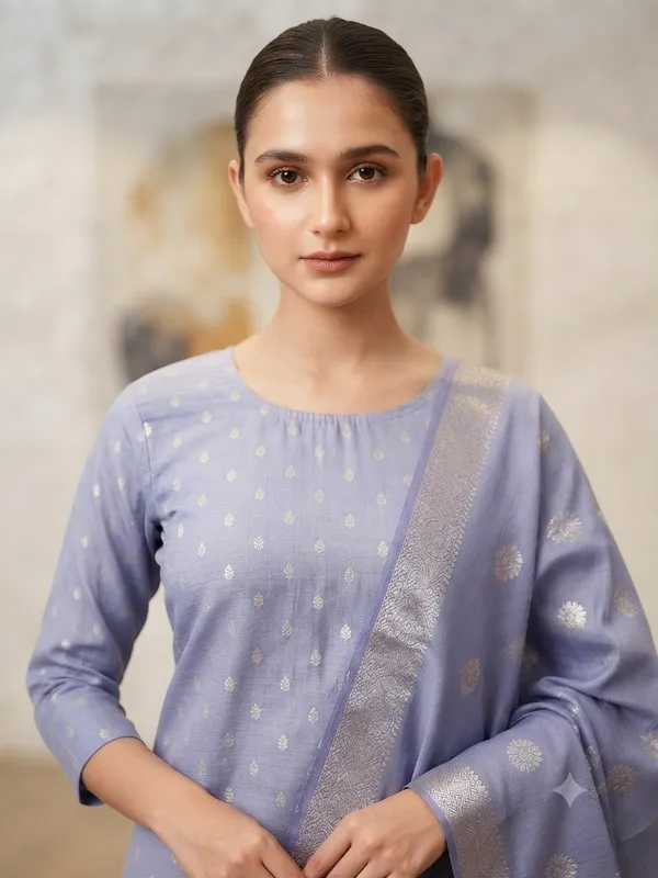 Light_Blue_Banarasi_Unstitched_Suit_Fabric_|_Cotton_Silk_Dress_Material_with_Zari_Weaving