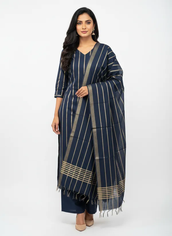 Navy_Banarasi_Cotton_Silk_Unstitched_Suit_Set_with_Dupatta_For_Women