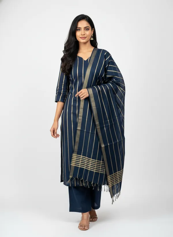 Navy_Banarasi_Cotton_Silk_Unstitched_Suit_Set_with_Dupatta_For_Women